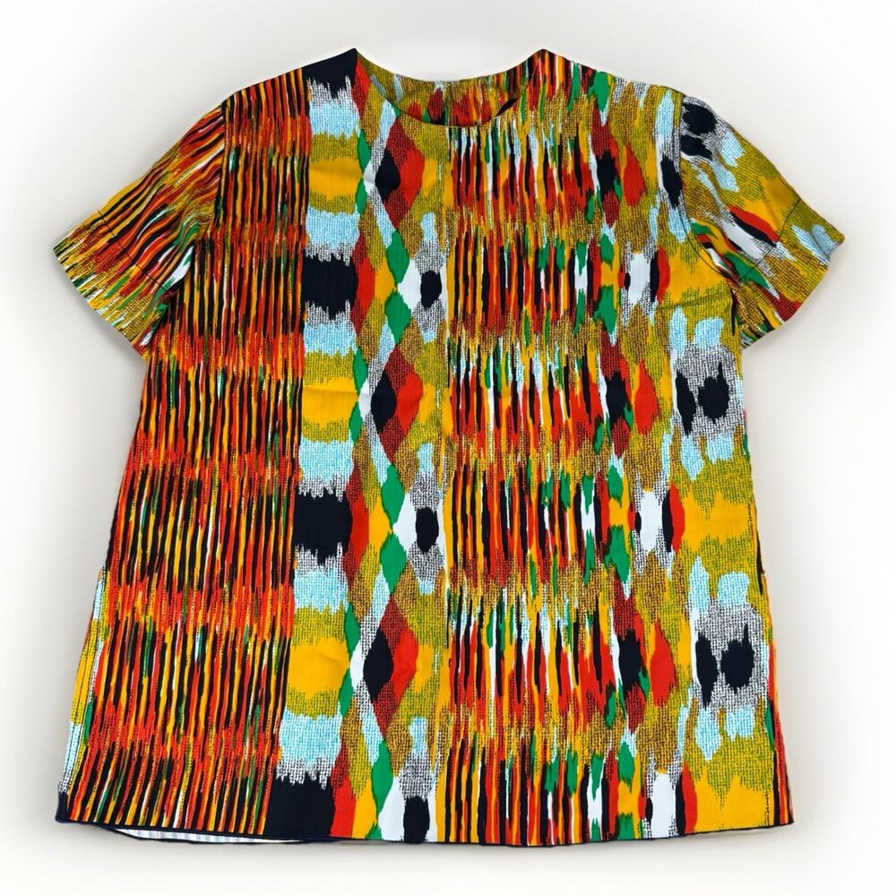 Céline Paris Top Multicolor Abstract Print S/S Blouse Women's Size 36 Small